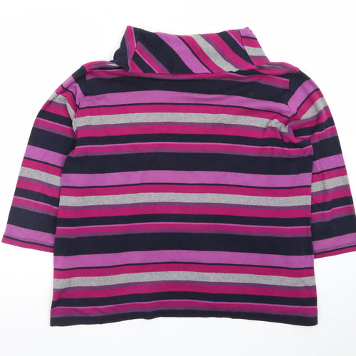 Edinburgh Woollen Mill Womens Purple Striped Cotton Tunic Top Size M