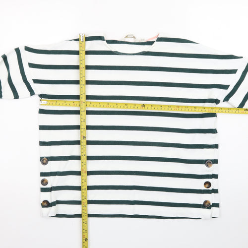Boden Women’s White & Navy Striped Button Pullover Sweatshirt UK 12