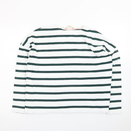 Boden Women’s White & Navy Striped Button Pullover Sweatshirt UK 12