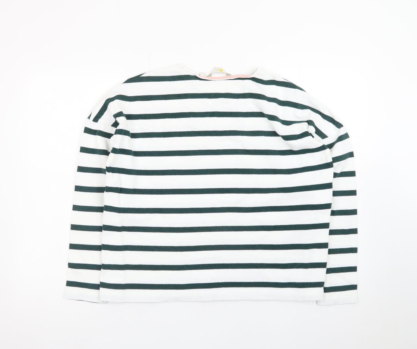 Boden Women’s White & Navy Striped Button Pullover Sweatshirt UK 12