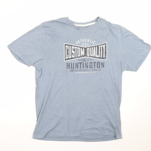 EASY Blue Graphic Huntington California Crew Neck Men's T-Shirt L Regular Fit
