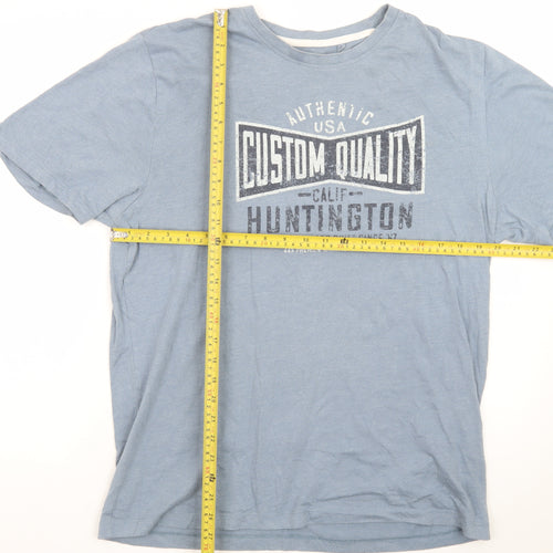 EASY Blue Graphic Huntington California Crew Neck Men's T-Shirt L Regular Fit