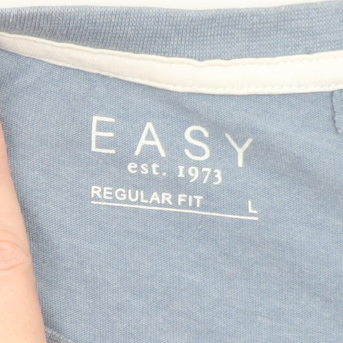 EASY Blue Graphic Huntington California Crew Neck Men's T-Shirt L Regular Fit