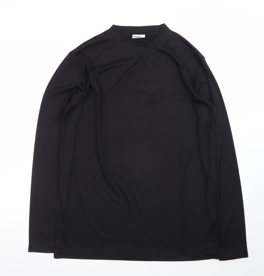 DCC Men's Black Thermal Long Sleeve Crew Neck T-Shirt Size L