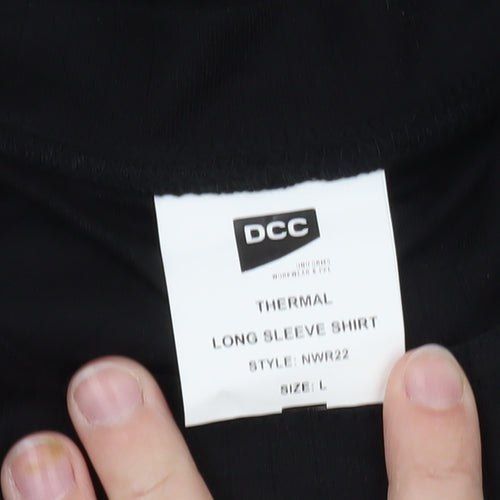 DCC Men's Black Thermal Long Sleeve Crew Neck T-Shirt Size L