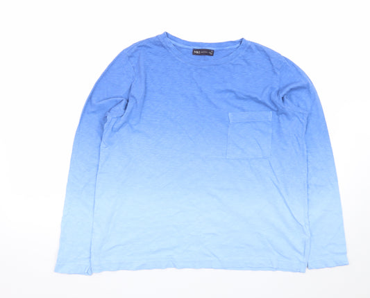 Marks and Spencer Men's Blue Long Sleeve Cotton T-Shirt M