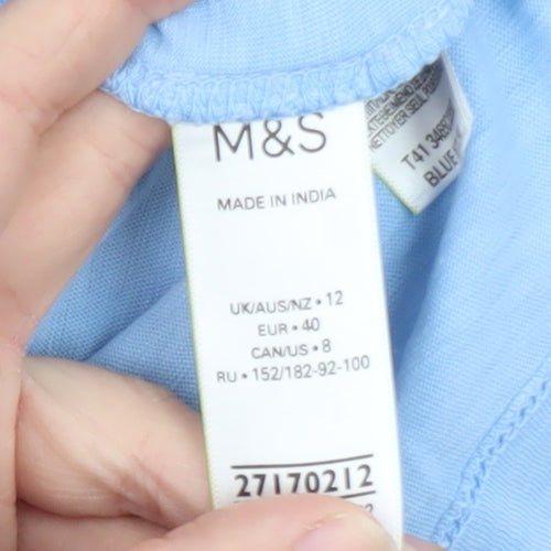 Marks and Spencer Men's Blue Long Sleeve Cotton T-Shirt M