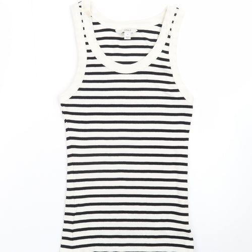 Marks and Spencer Women Black Striped Cotton Tank Top Size 10