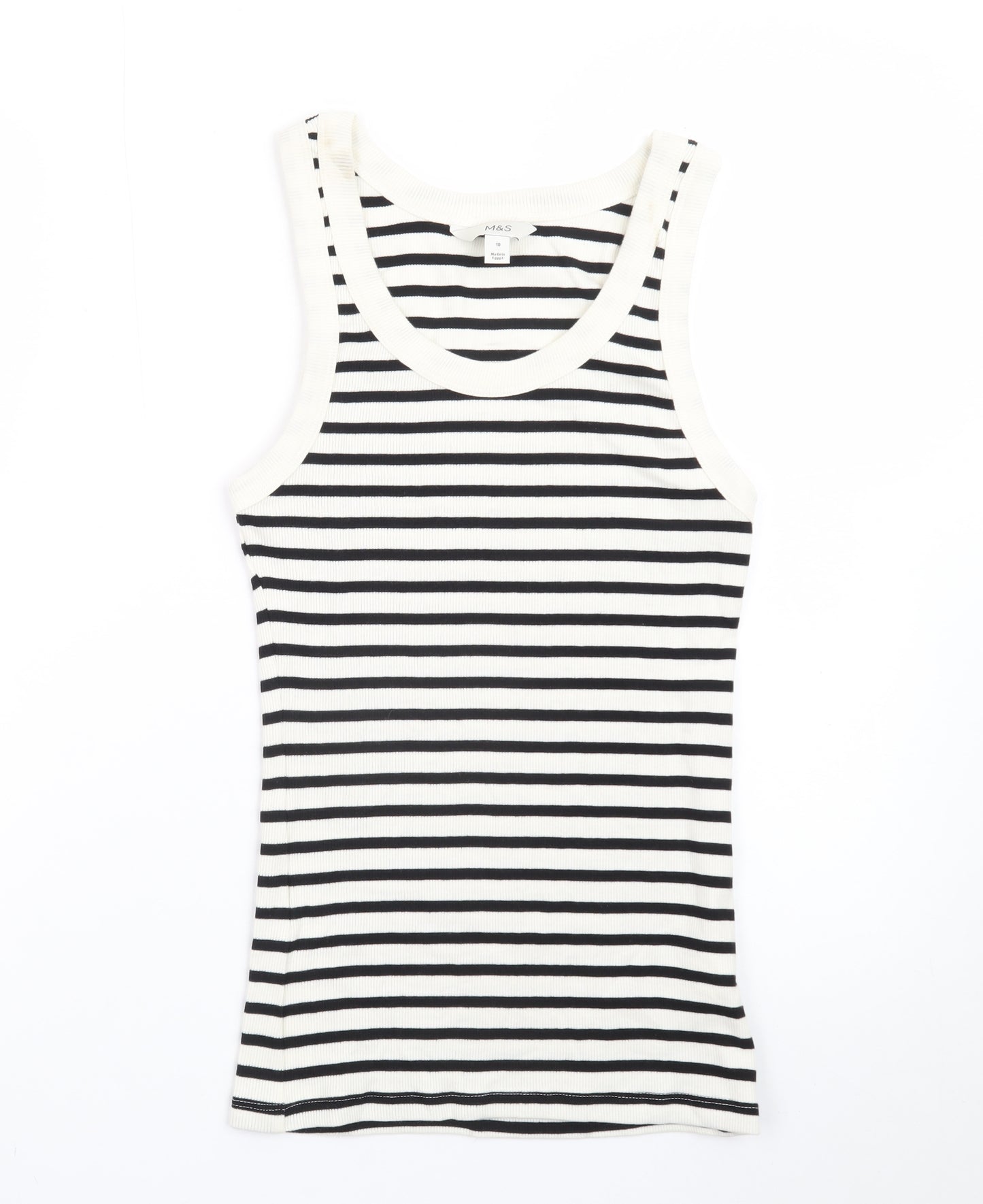 Marks and Spencer Women Black Striped Cotton Tank Top Size 10
