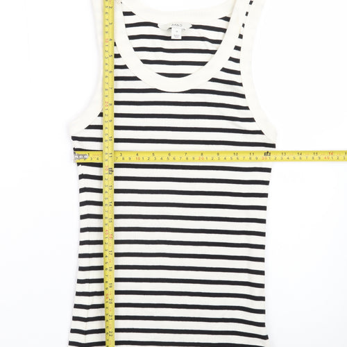 Marks and Spencer Women Black Striped Cotton Tank Top Size 10