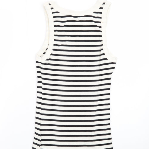 Marks and Spencer Women Black Striped Cotton Tank Top Size 10