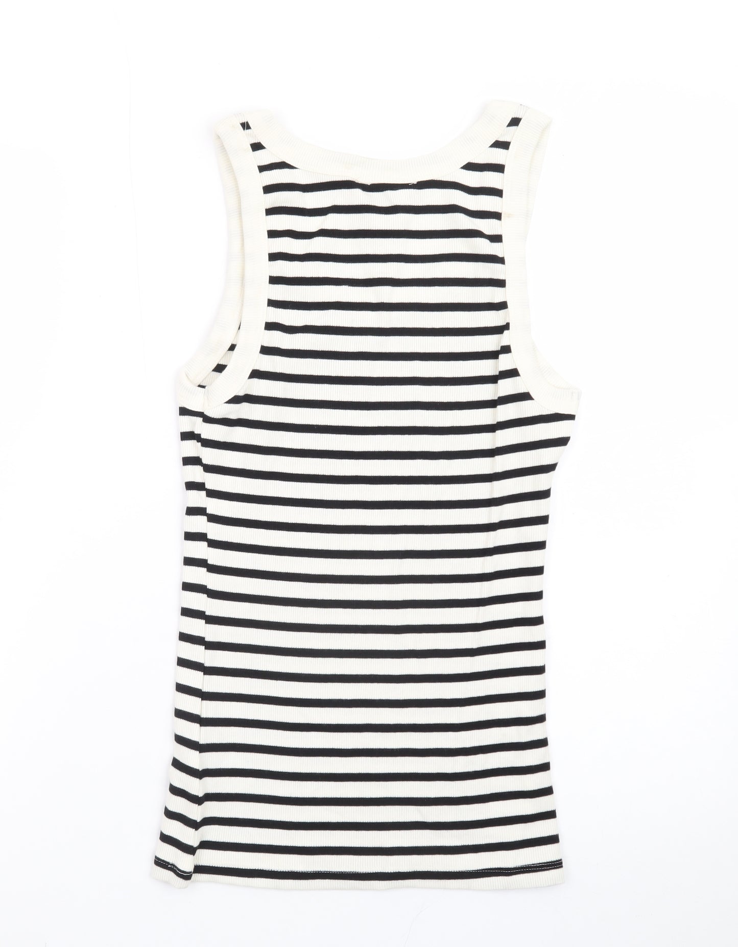 Marks and Spencer Women Black Striped Cotton Tank Top Size 10