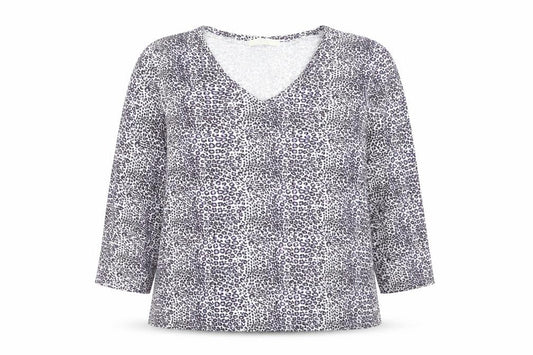 Front view of Marks & Spencer Women’s Multicoloured V-Neck 3/4 Sleeve Top, size UK 18