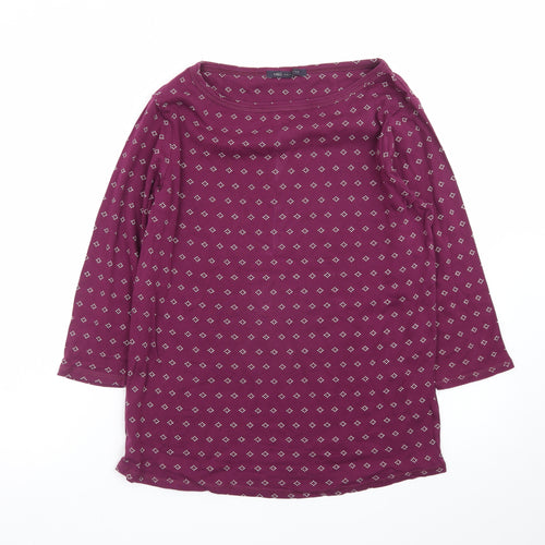 Marks and Spencer Women's Purple Geometric Jersey Top Size 16