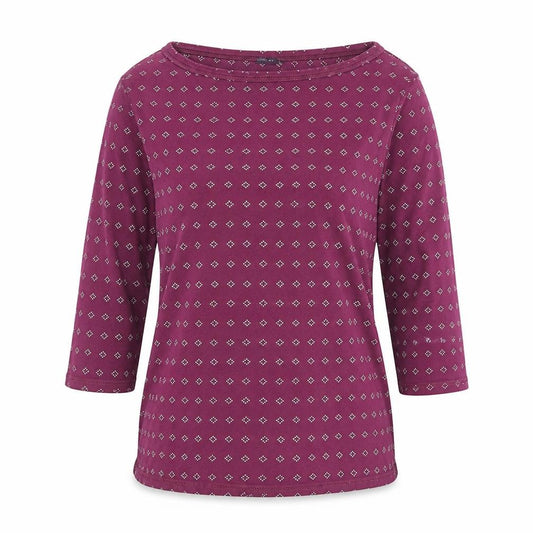 Front view of Marks & Spencer Women's Purple Geometric Jersey Top, size 16