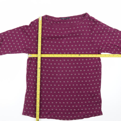 Marks and Spencer Women's Purple Geometric Jersey Top Size 16