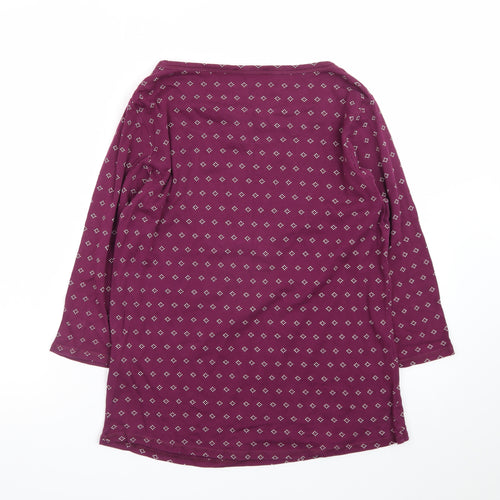 Marks and Spencer Women's Purple Geometric Jersey Top Size 16