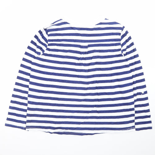 Style & Co Women Blue White Striped Long Sleeve Henley Jersey Top L