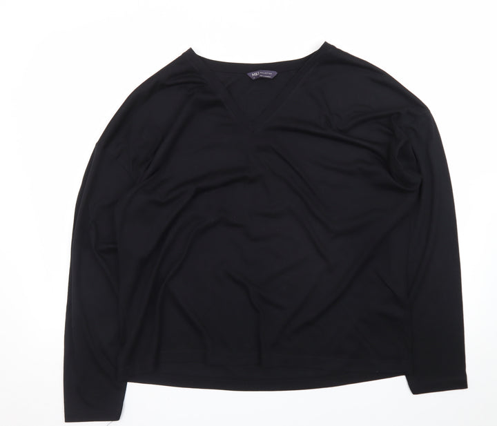 Marks and Spencer Women’s Black V-Neck Long Sleeve Jersey Top Size 16