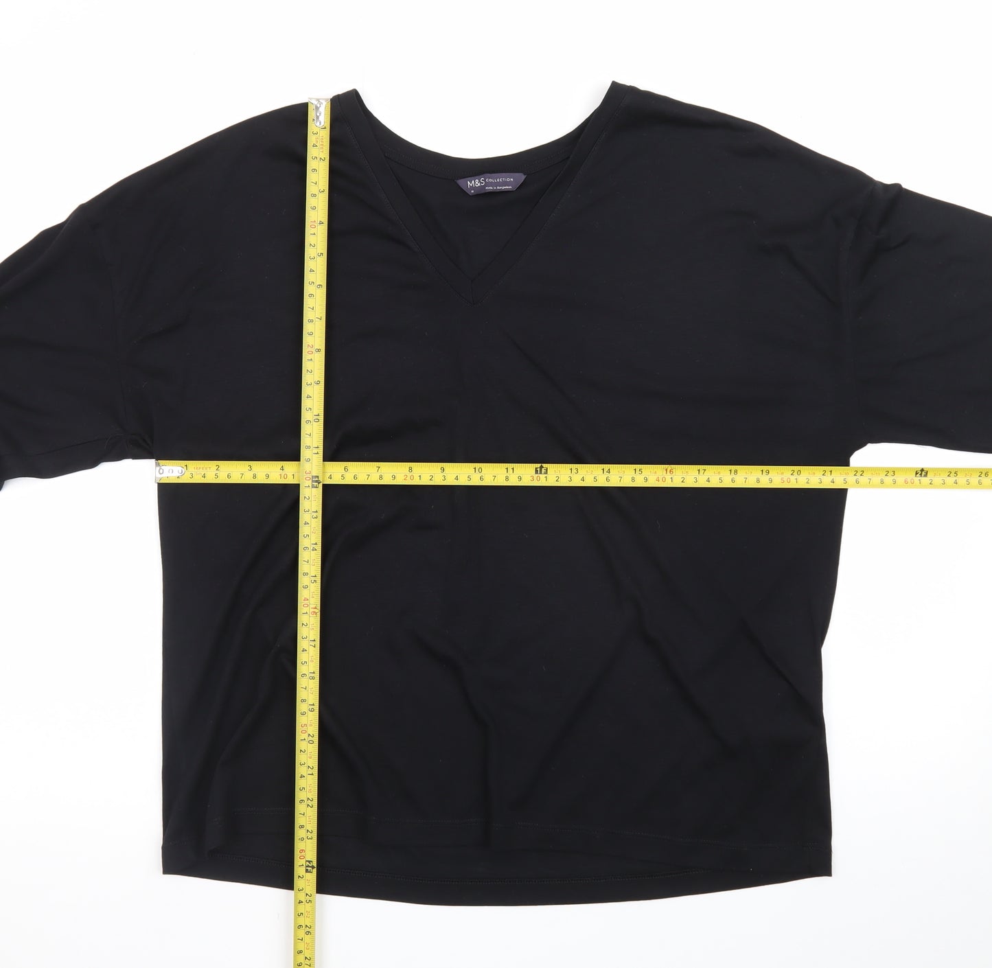 Marks and Spencer Women’s Black V-Neck Long Sleeve Jersey Top Size 16