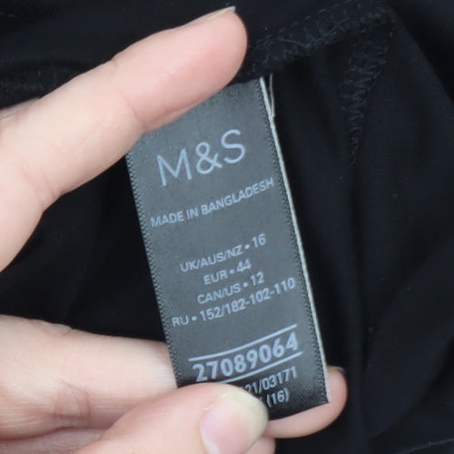 Marks and Spencer Women’s Black V-Neck Long Sleeve Jersey Top Size 16