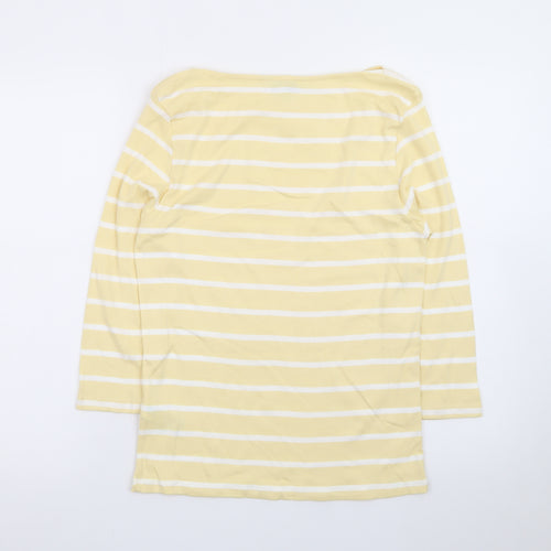 Marks and Spencer Women’s Yellow Striped 3/4 Sleeve Cotton T-Shirt Size 12
