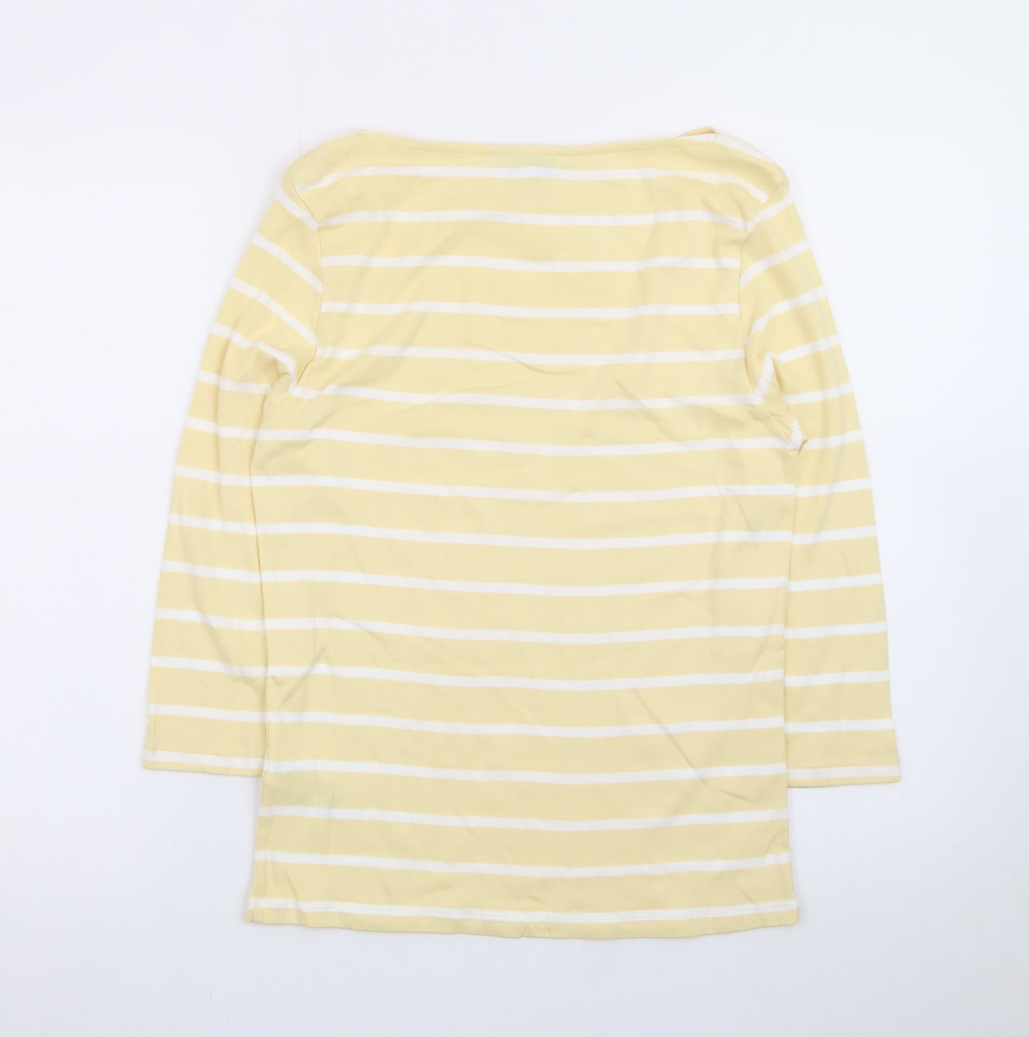 Marks and Spencer Women’s Yellow Striped 3/4 Sleeve Cotton T-Shirt Size 12
