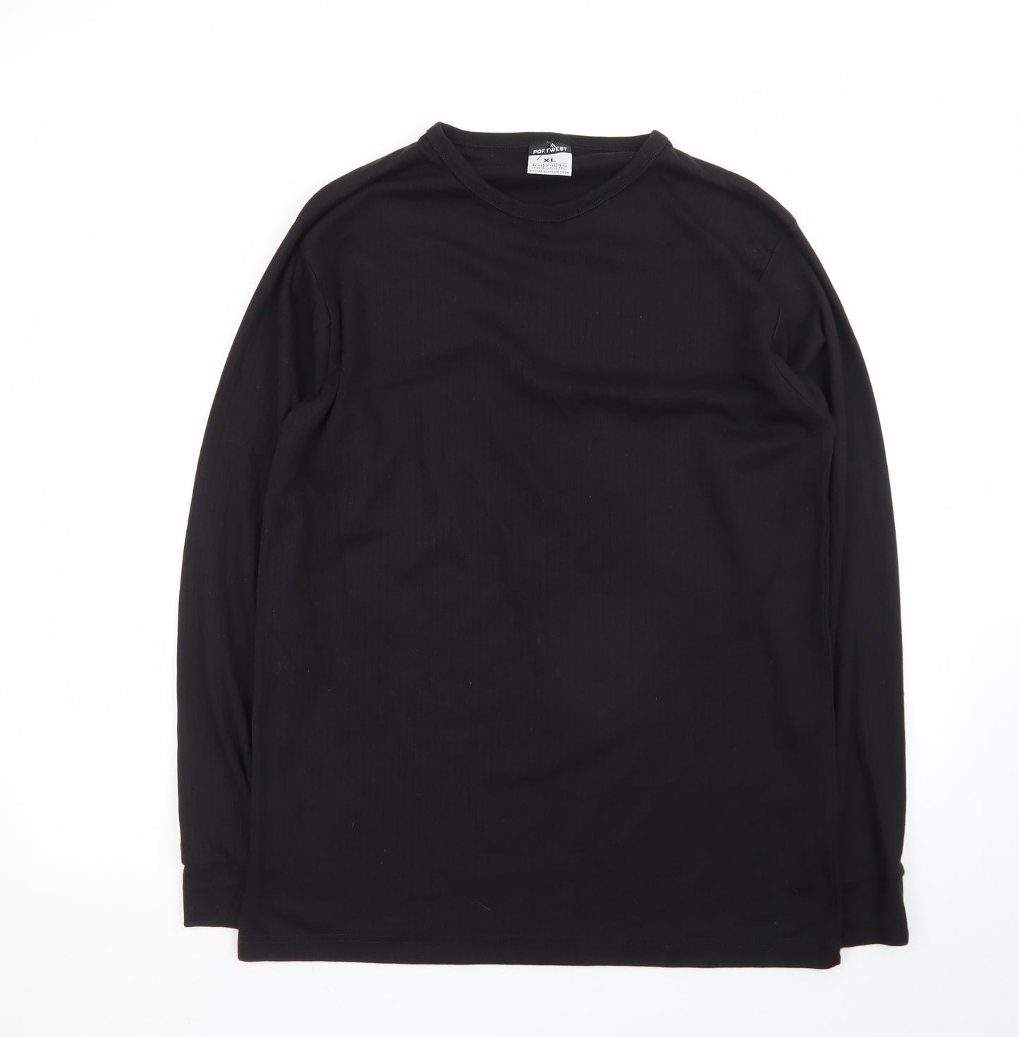 Portwest Men's Black Long Sleeve Crew Neck T-Shirt XL Regular Fit