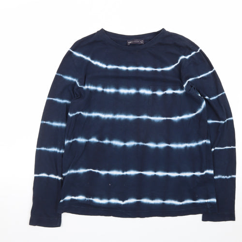 Marks and Spencer Women’s Blue Tie-Dye Long Sleeve Cotton T-Shirt Size 10