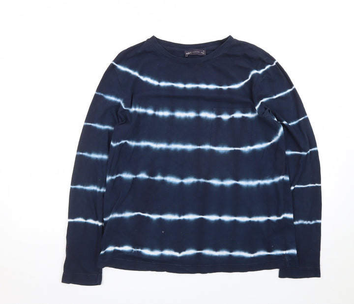 Marks and Spencer Women’s Blue Tie-Dye Long Sleeve Cotton T-Shirt Size 10
