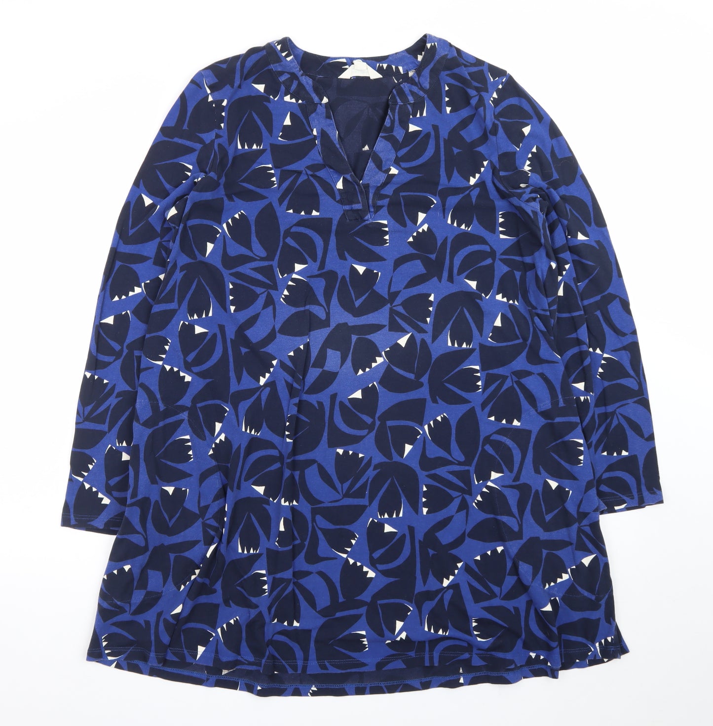 Seasalt Cornwall Women’s Blue Floral Shift Dress Size 16 Cotton