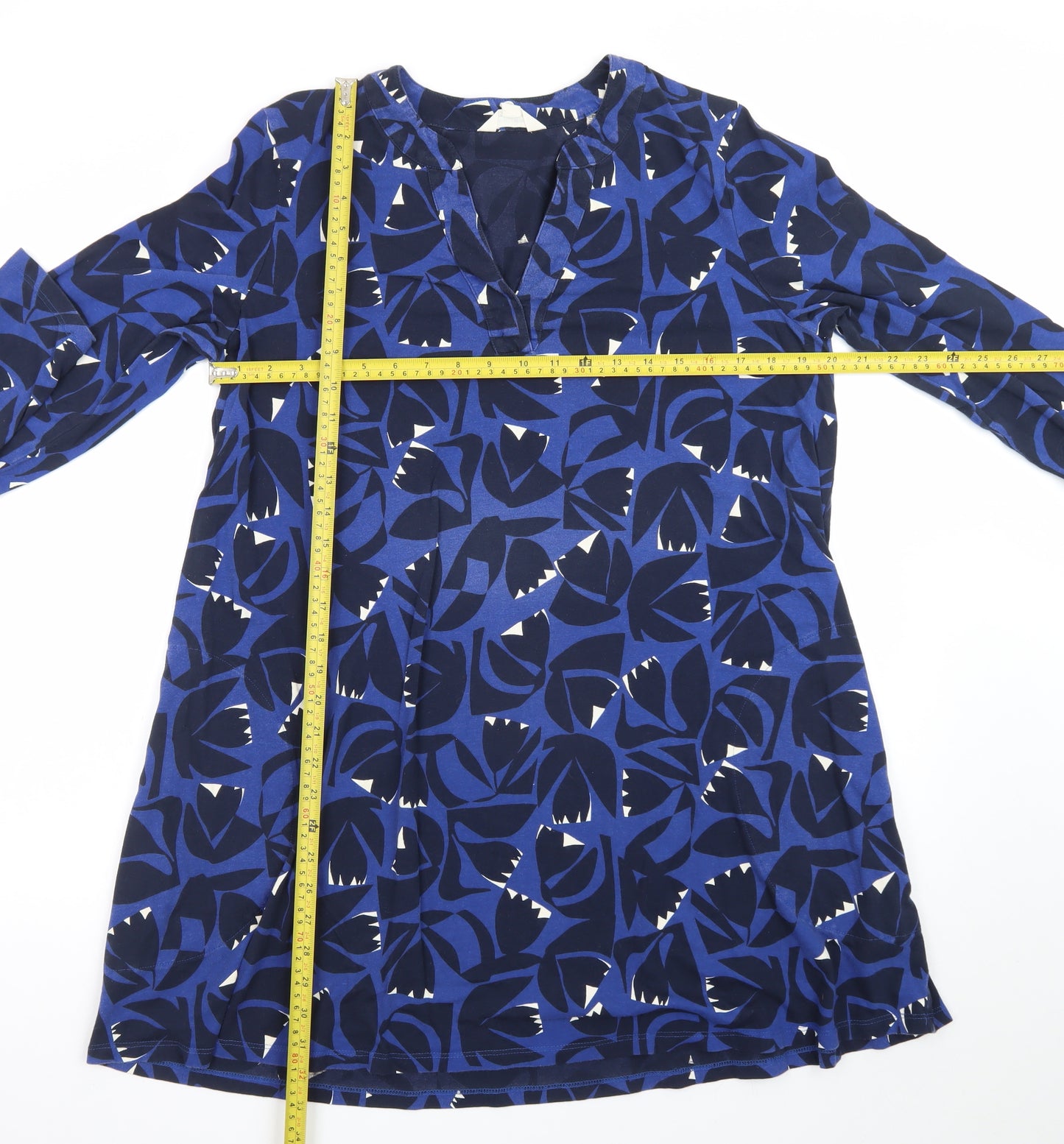 Seasalt Cornwall Women’s Blue Floral Shift Dress Size 16 Cotton