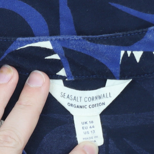 Seasalt Cornwall Women’s Blue Floral Shift Dress Size 16 Cotton