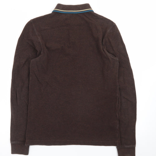 Fred Perry Men's Brown Long Sleeve Slim Fit Polo Shirt XS