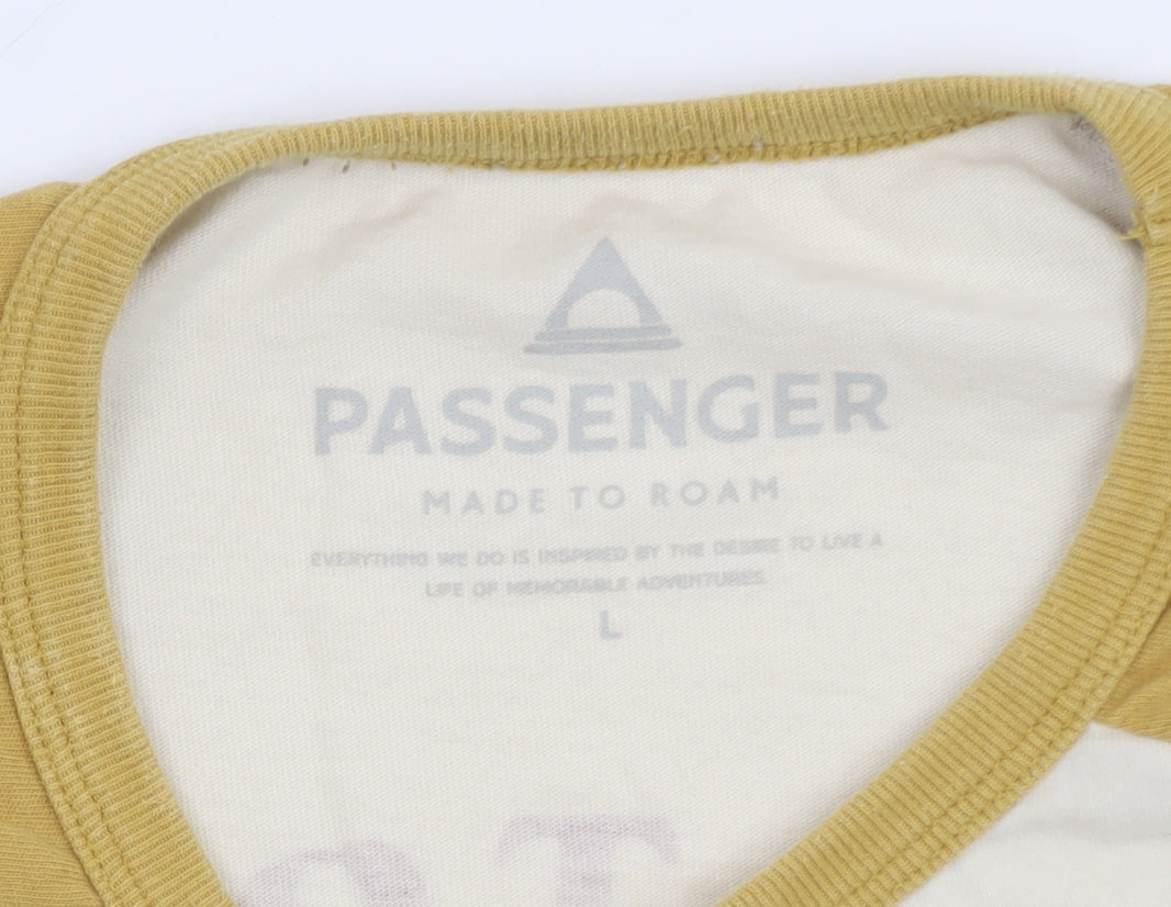 Passenger Men's Beige Long Sleeve Graphic T-Shirt L Made To Roam