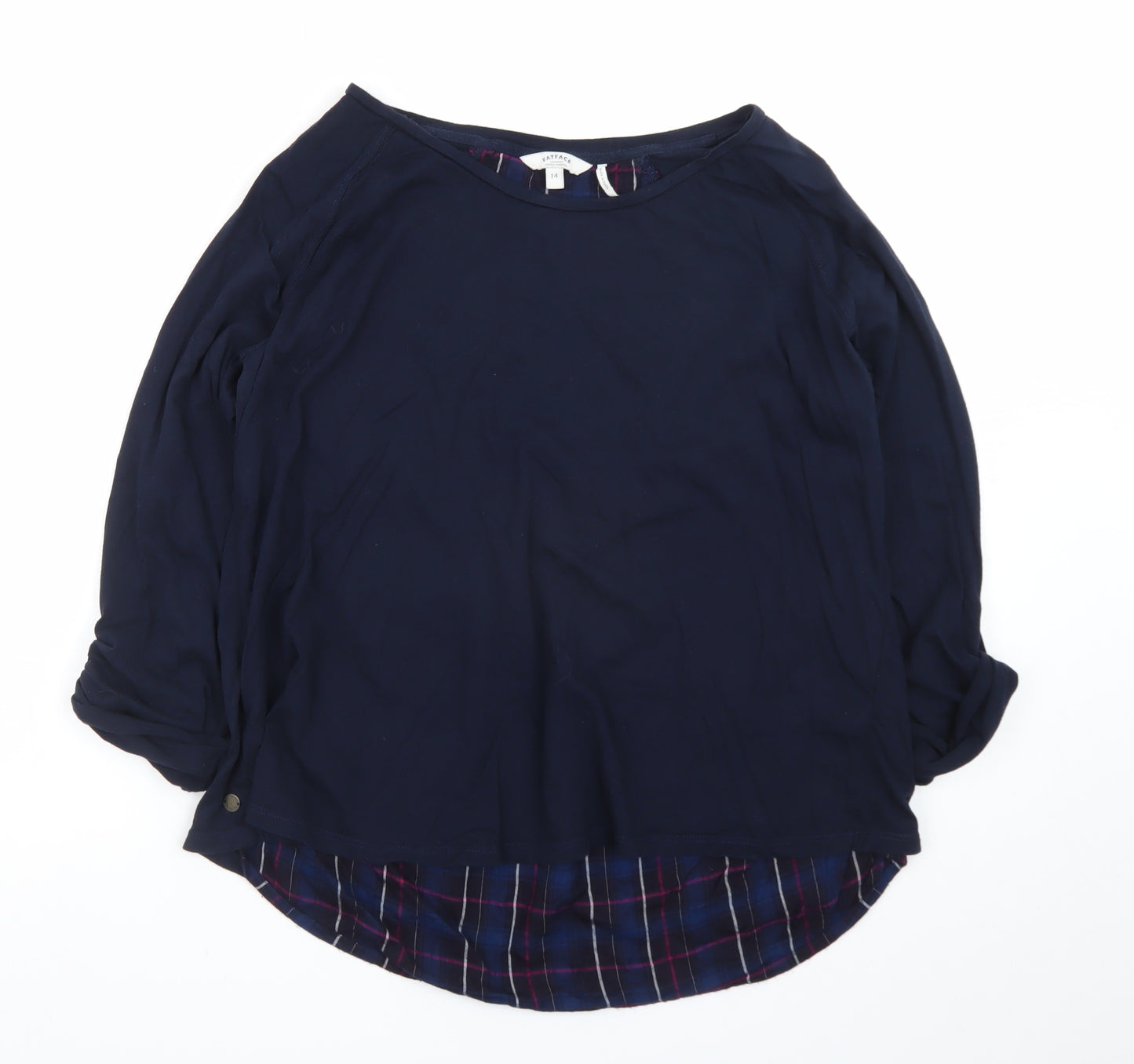 FatFace Women’s Blue Plaid Layered Tunic Blouse Size 14
