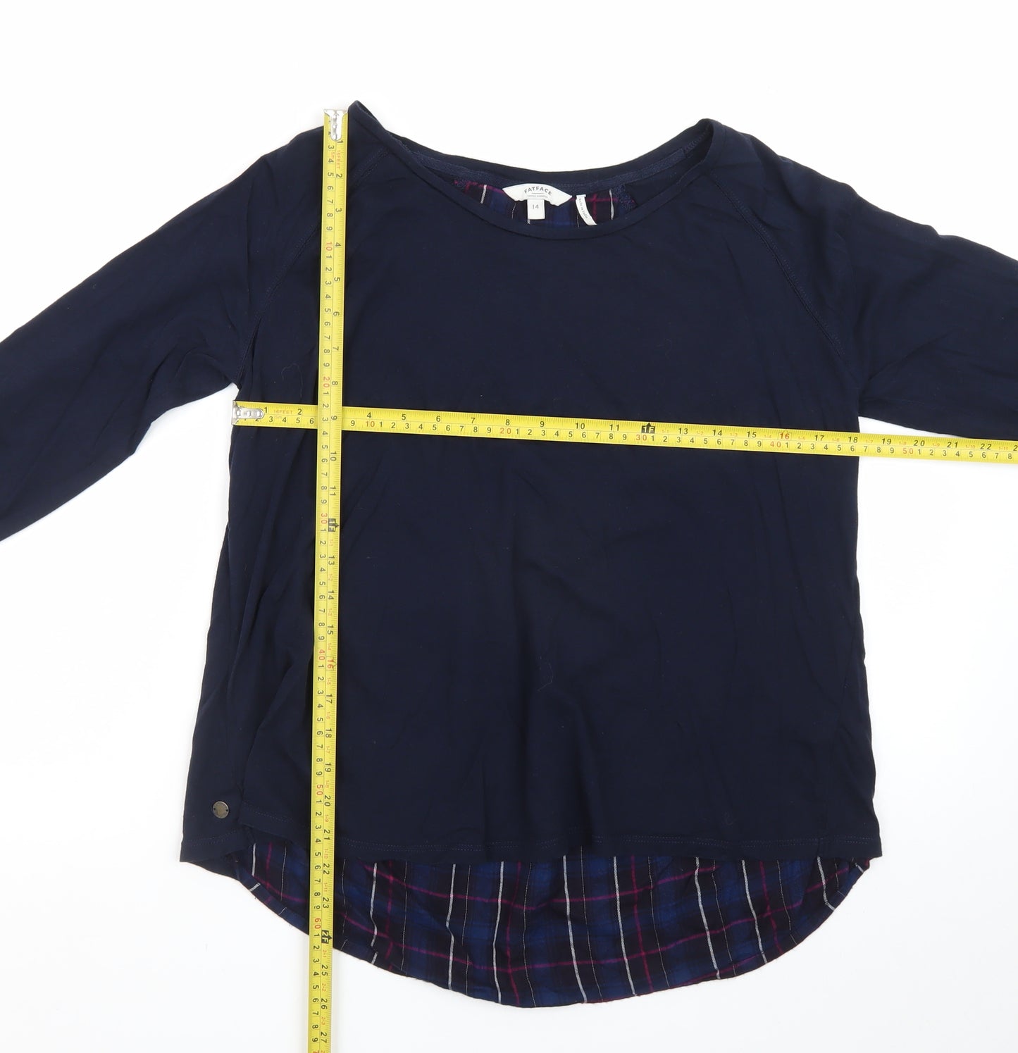FatFace Women’s Blue Plaid Layered Tunic Blouse Size 14