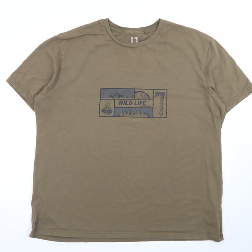 Decathlon Men’s Khaki 3XL Cotton Wildlife Graphic T-Shirt