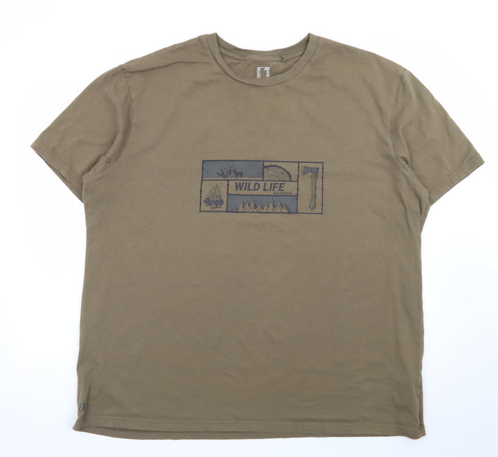 Decathlon Men’s Khaki 3XL Cotton Wildlife Graphic T-Shirt