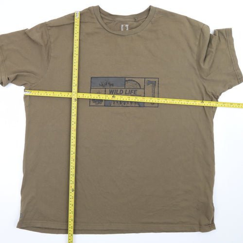 Decathlon Men’s Khaki 3XL Cotton Wildlife Graphic T-Shirt