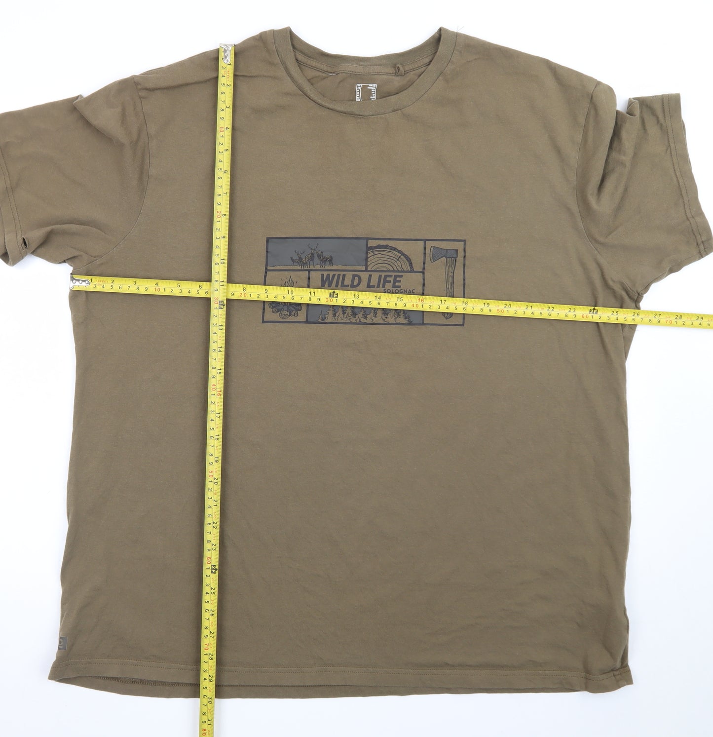 Decathlon Men’s Khaki 3XL Cotton Wildlife Graphic T-Shirt