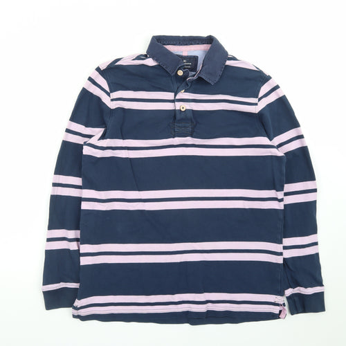Marks and Spencer Blue Harbour Men’s Blue Striped Long Sleeve Polo M