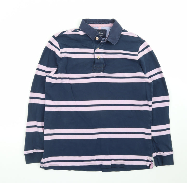 Marks and Spencer Blue Harbour Men’s Blue Striped Long Sleeve Polo M