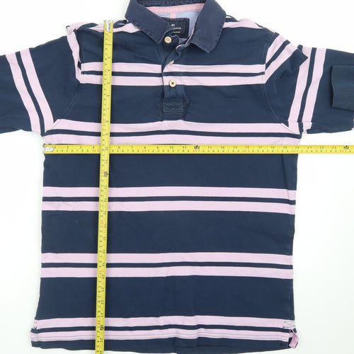 Marks and Spencer Blue Harbour Men’s Blue Striped Long Sleeve Polo M