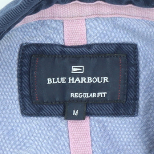 Marks and Spencer Blue Harbour Men’s Blue Striped Long Sleeve Polo M