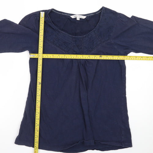 Fat Face Women's Blue Cotton Tunic Blouse Size 12 3/4 Sleeve