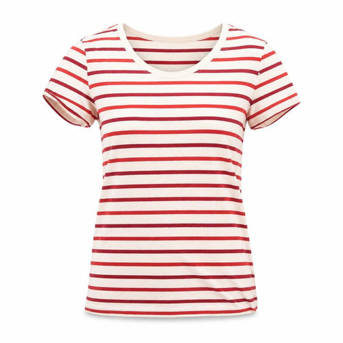 GAP Women Red Striped Cotton Short Sleeve Crew Neck T-Shirt XS