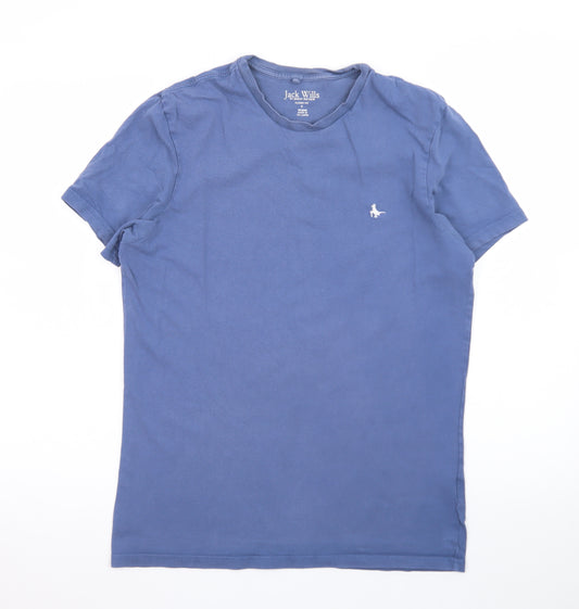 Jack Wills Men Blue Classic Fit Short Sleeve Cotton T-Shirt Size S