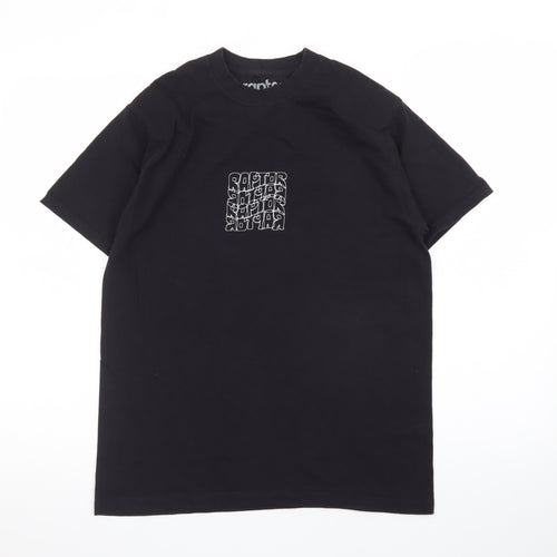 Raptor Men's Black Small Graphic Print Cotton T-Shirt