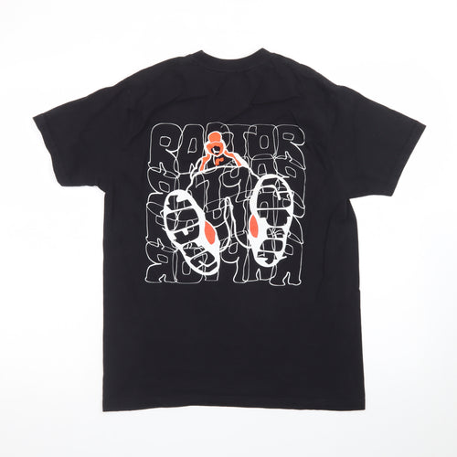 Raptor Men's Black Small Graphic Print Cotton T-Shirt